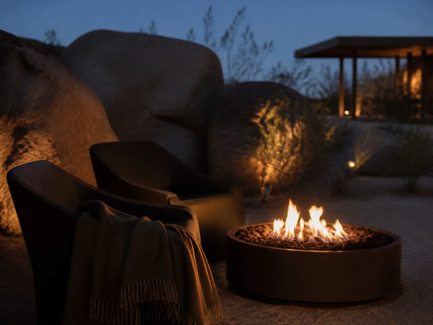 Private Else courtyard with an outdoor fire