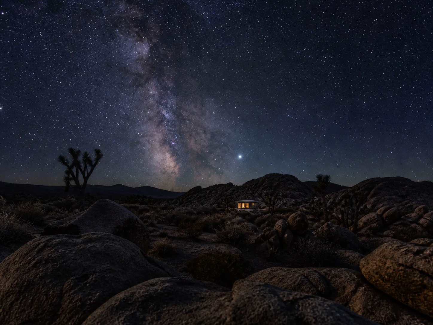 Star-filled sky above one of the Else retreats